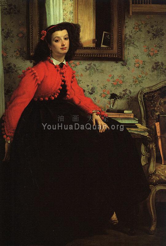 Portrait of Mademoiselle L.L.  Young Woman in a Red Jacket - 詹姆斯·蒂索